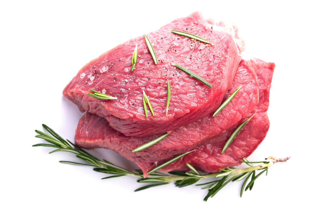 Beef steak  isolated on white background.